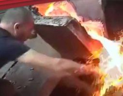 WORKER SLAPS MOLTEN METAL AND NEW RISKEX PRODUCT VIDEO FI