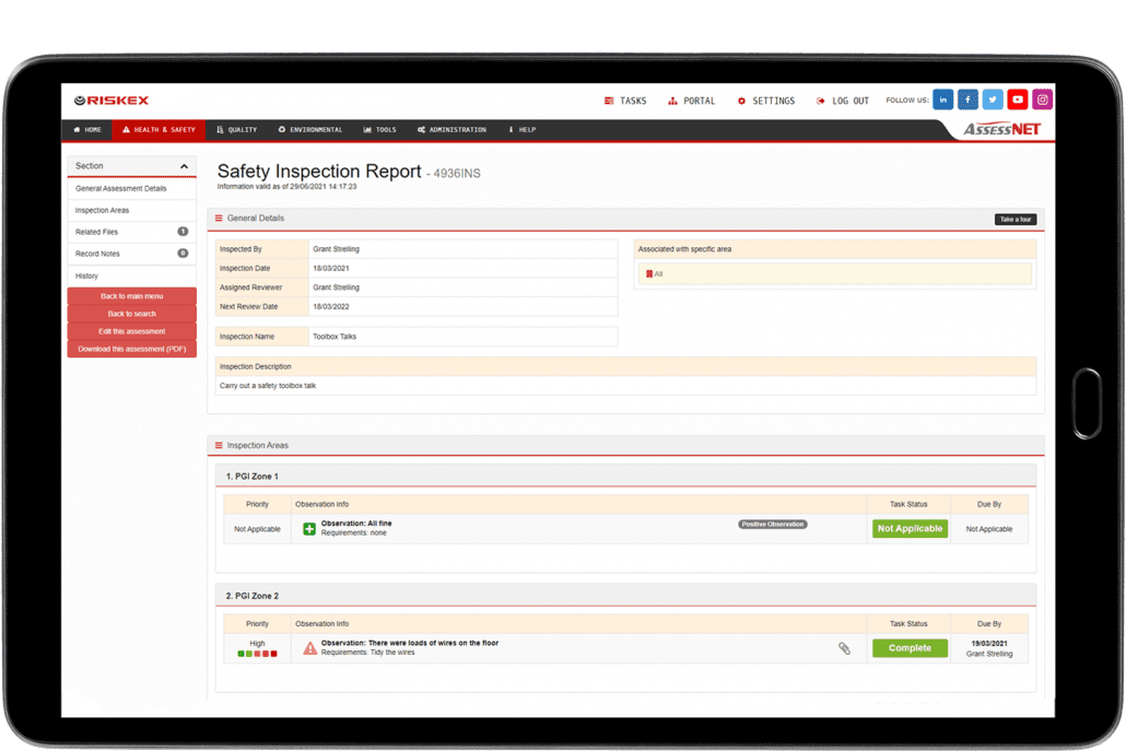 Safety Inspection Software Health and Safety Software