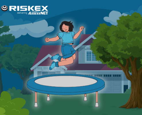 trampoline safety - girl jumping on a trampoline in the garden