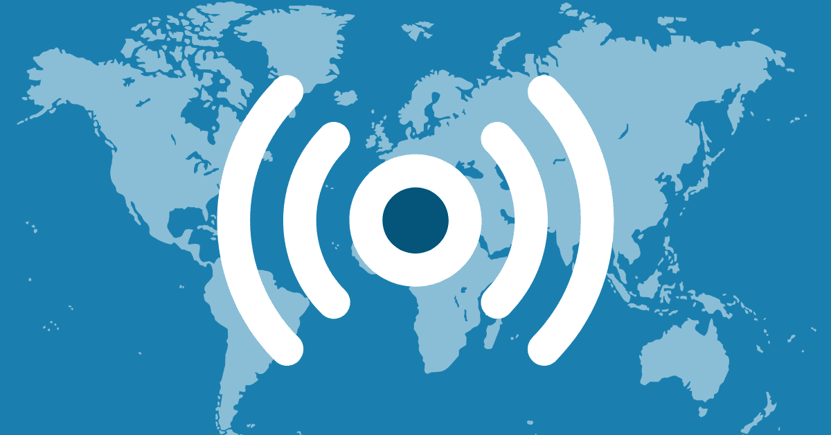 illustration of world map with a radar graphic in the forefront