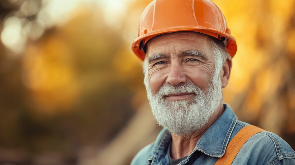 a older man wearing a hard hat